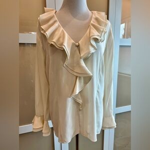 Gorgeous Vintage Creamy Silk Ruffle Blouse